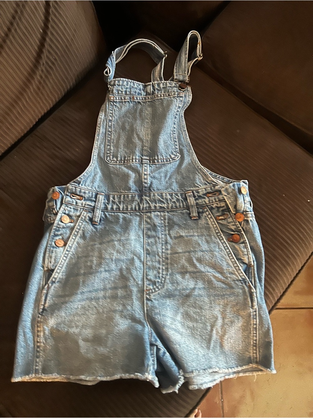 Madewell Light Blue Denim Short Overalls